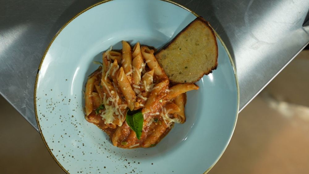 Penne arrabbiata from above